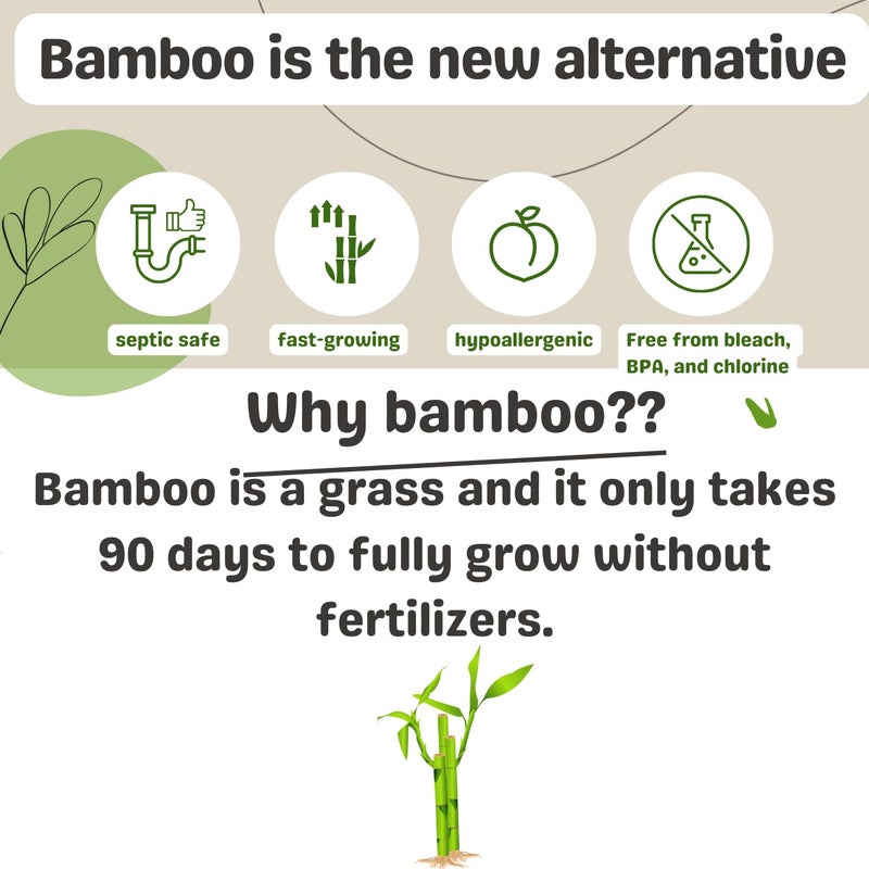 MOTHER EARTH Bamboo Toilet Paper - Ultra Soft & Strong 3-Ply Bath Tissue, 400 Sheets Per Roll, Hypoallergenic & Septic Safe, Mega Rolls, Pack of 12 Rolls - Image 3